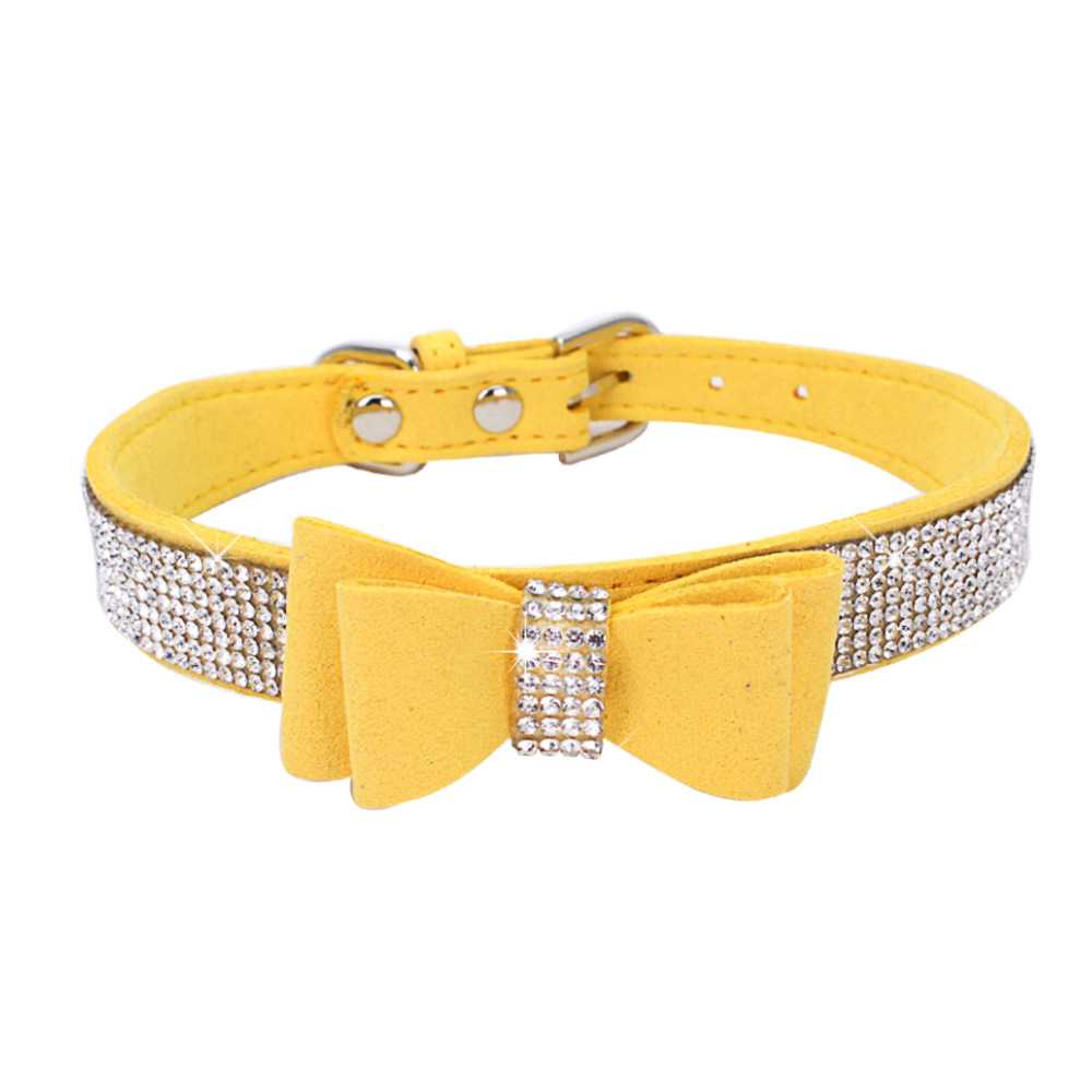 Dog Jewelry Necklace Rhinestone Bow Pet Collar Dog Chain Pet Supplies Amazon PU Dog Collar