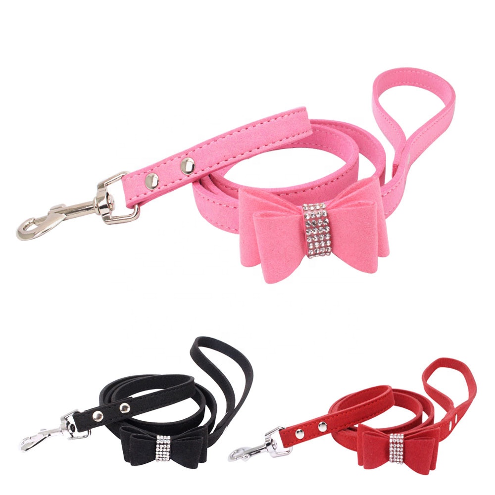Dog Jewelry Necklace Rhinestone Bow Pet Collar Dog Chain Pet Supplies Amazon PU Dog Collar