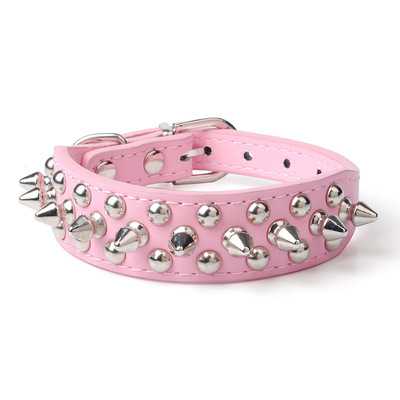 Dog Leather Collar Adjustable Dog Real Split Leather Studded Pet Collar Durable Doggy Collars Small Medium Large Dogs