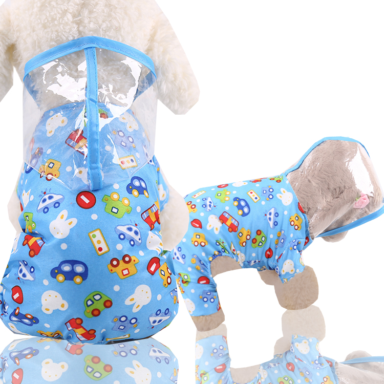 Dog Raincoat Allinclusive Transparent Fourlegged Waterproof Pet Clothes Supplies Dog Rain Coats Teddy Bear Print