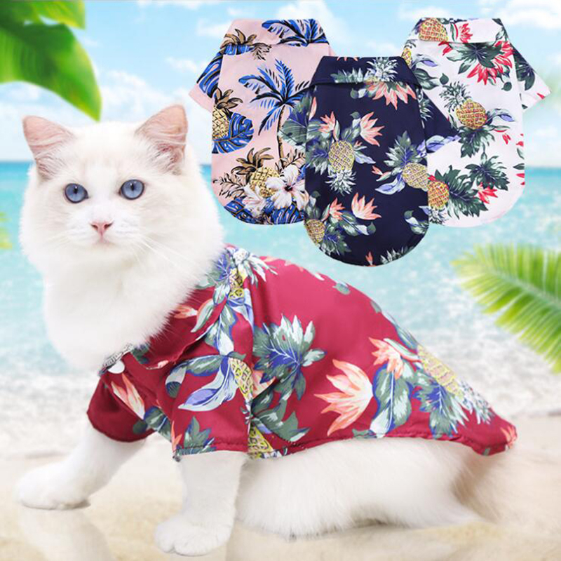 Dog Shirts Clothes Summer Beach Clothes Vest Pet Clothing Floral TShirt Hawaiian Small Large Cat Dog Chihuahua