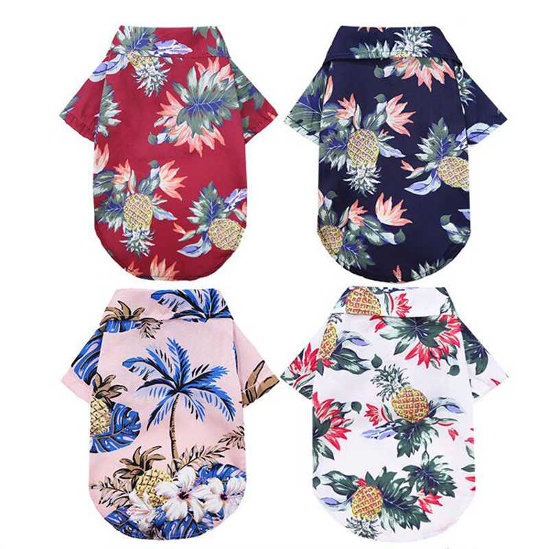 Dog Shirts Clothes Summer Beach Clothes Vest Pet Clothing Floral TShirt Hawaiian Small Large Cat Dog Chihuahua