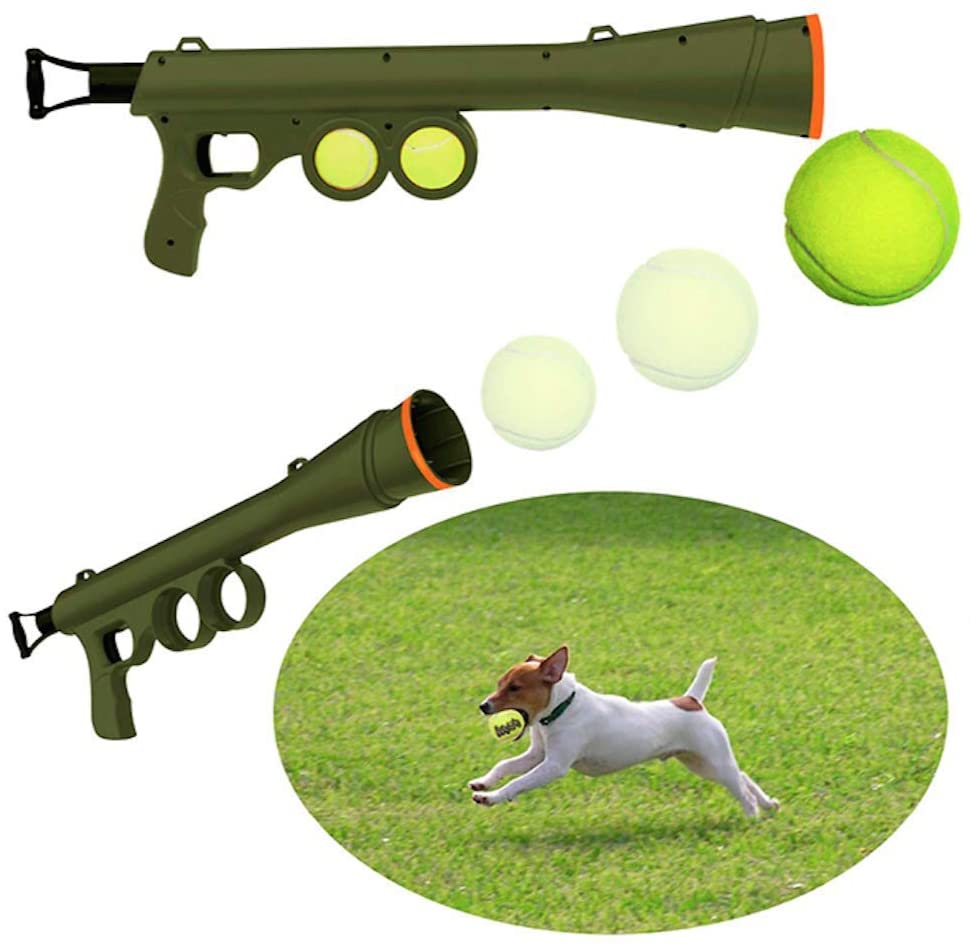 Dog Toys Interactive Pet Tennis Launcher Gun Durable Dog Ball Thrower Dog Launcher