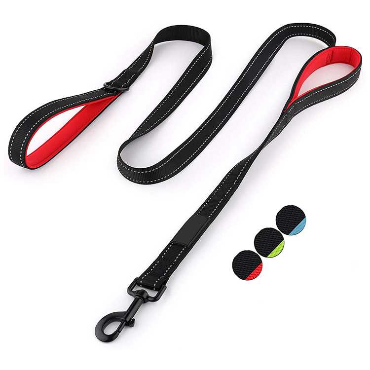 Dual Handle Dog Leads Heavy Duty Reflective Pet Dog Leash Double Padded Handles Lead Control Safety Training