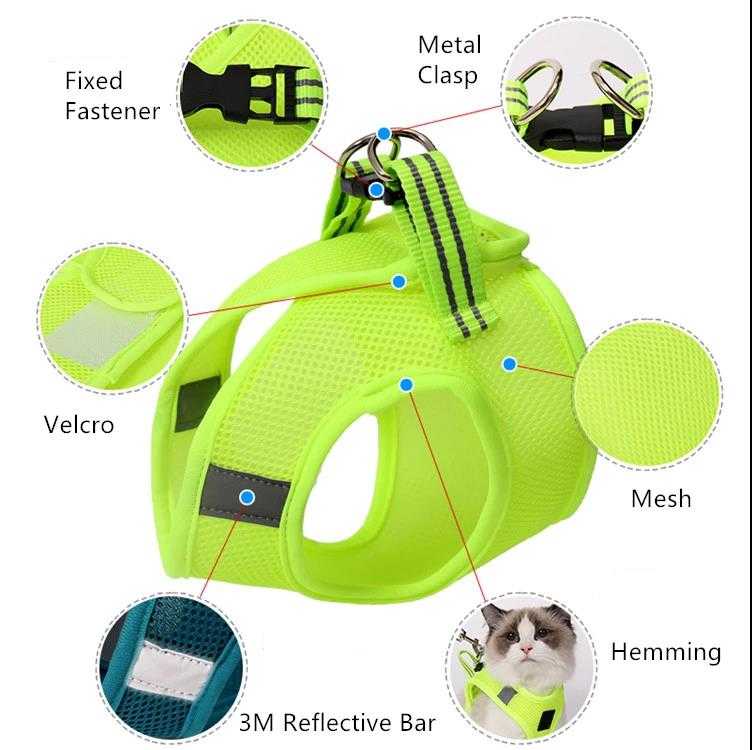 Eco Friendly Custom Reversible Soft Mesh Patterned Cat Vest Collar Pet Harness With Leash