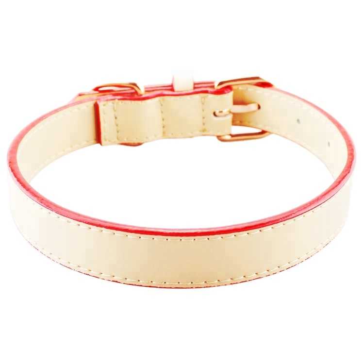 Ecofriendly Plain Thin Leather Adjustable Dog Collar Pet Collars Leashes