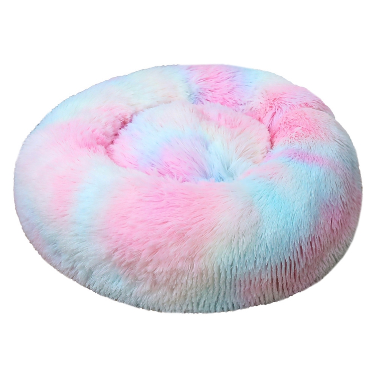 Faux Fur Ultra Soft Washable Dog Cushion Cat Bed Pet Beds Washable Plush Round Dog Bed
