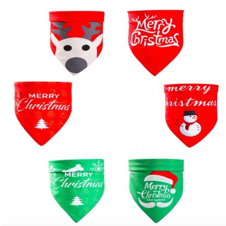 FeiTon Double Layer Sublimation Print Christmas Dog Bandanas Costume