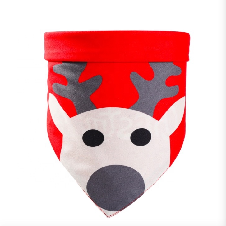 FeiTon Double Layer Sublimation Print Christmas Dog Bandanas Costume