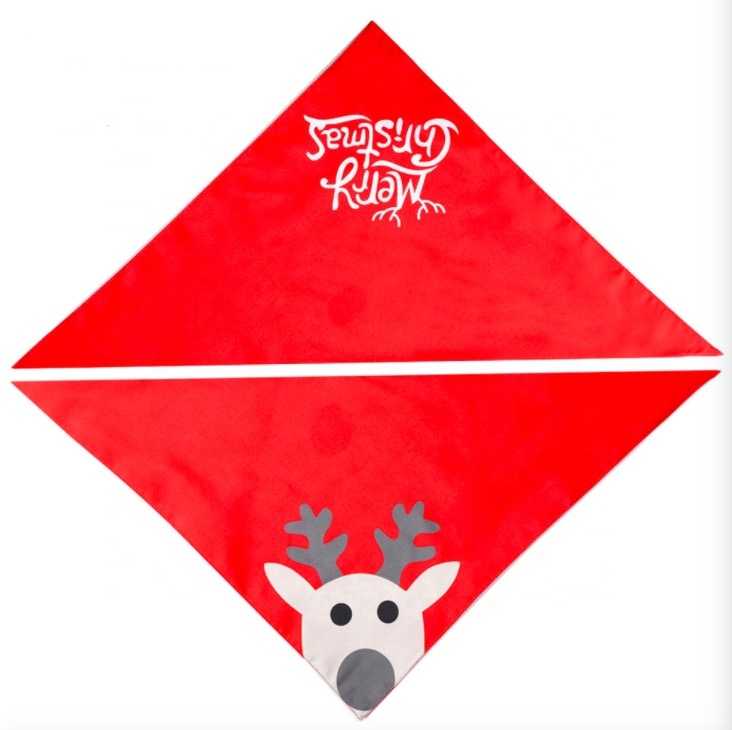 FeiTon Double Layer Sublimation Print Christmas Dog Bandanas Costume