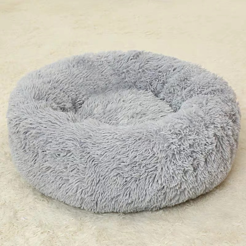 Fluffy Pet Bed Grey Dog Polyester Cloth Dog Sofa Couch Bed With Removable Cushion