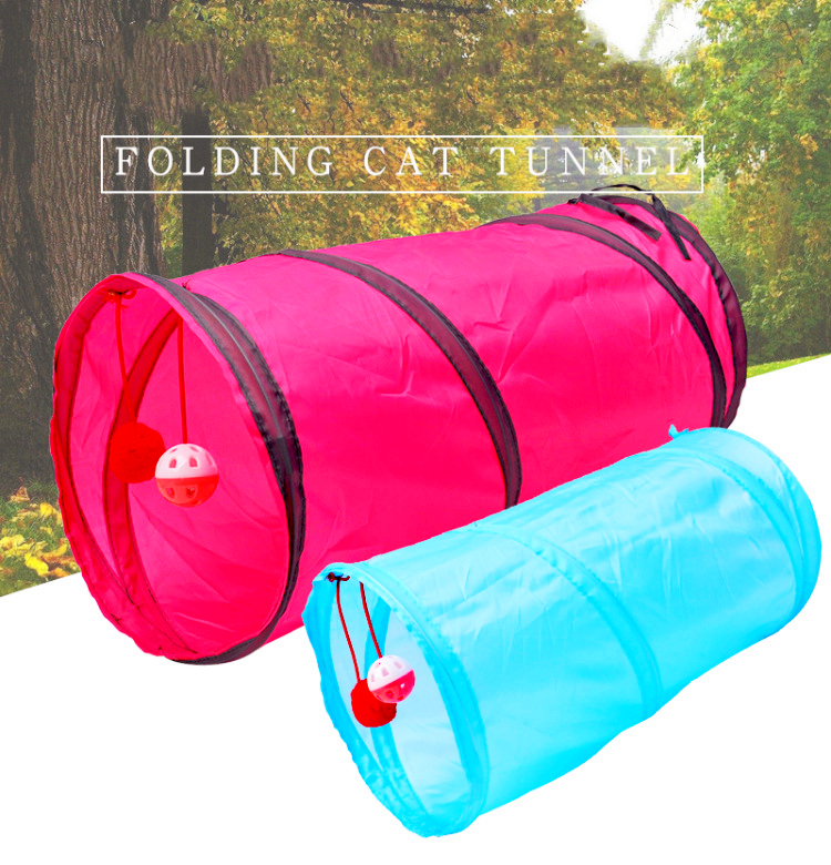 Folding Cat Tunnel Twochannel Cat Tunnel Foldable Cat Tunnels Bed Interactive Pet Toy Pet Supplies With Bell Plush Balls