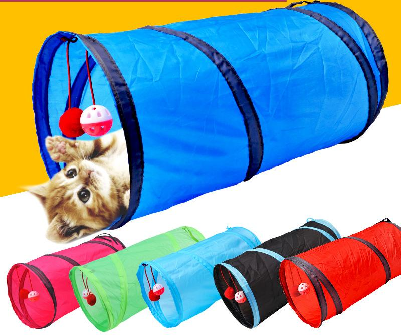 Folding Cat Tunnel Twochannel Cat Tunnel Foldable Cat Tunnels Bed Interactive Pet Toy Pet Supplies With Bell Plush Balls