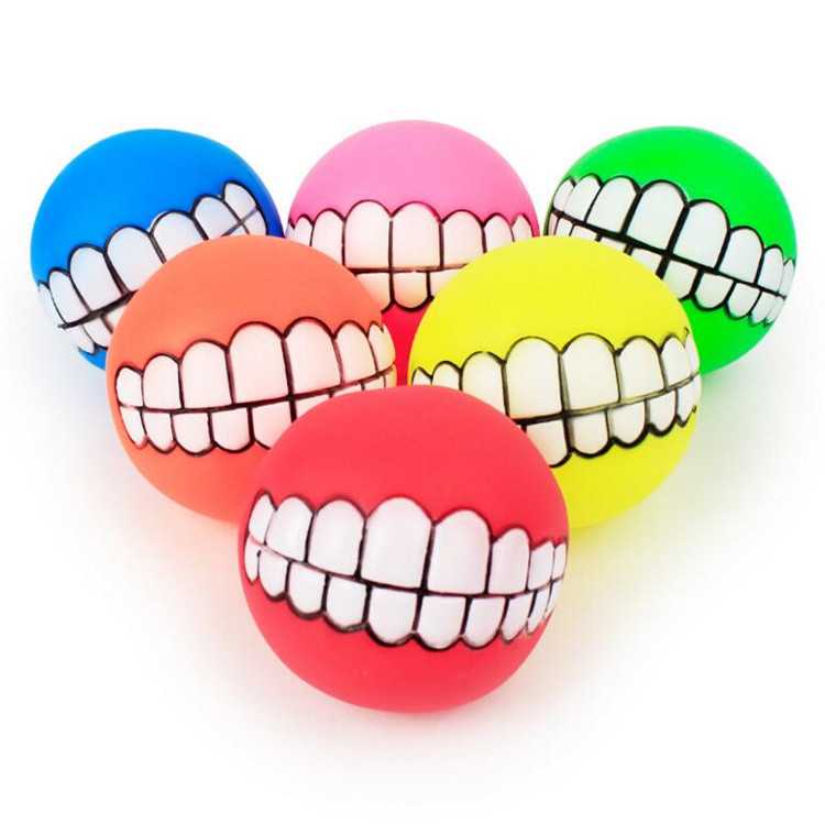 Funny Pet Toys Spherical Teeth Training Sound Vinyl Rubber Dog Ball Toy