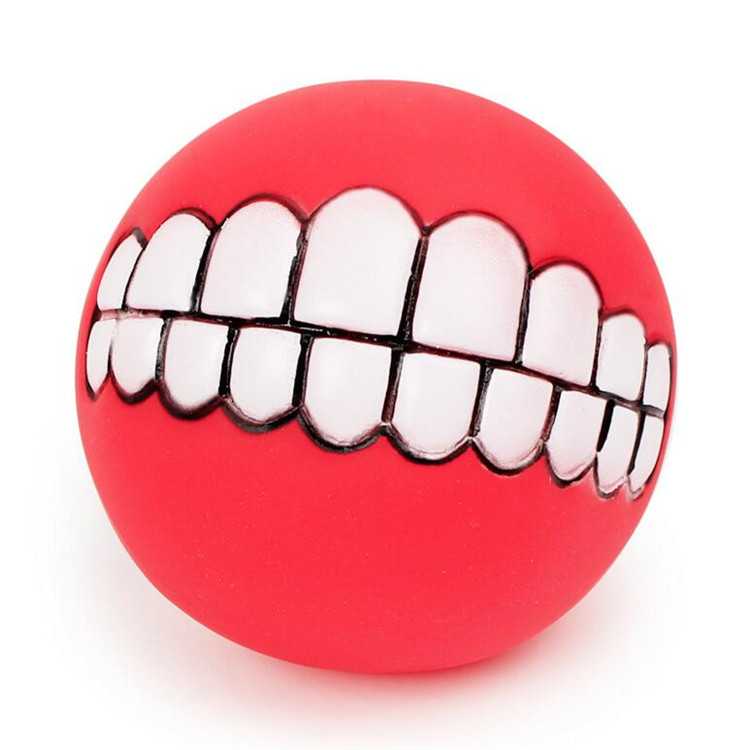 Funny Pet Toys Spherical Teeth Training Sound Vinyl Rubber Dog Ball Toy