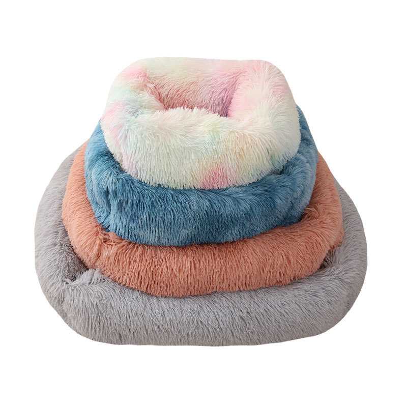 Fur Cotton Heated Pet Bed Cute Fluffy Winter Dog Bed Brown With Pillow