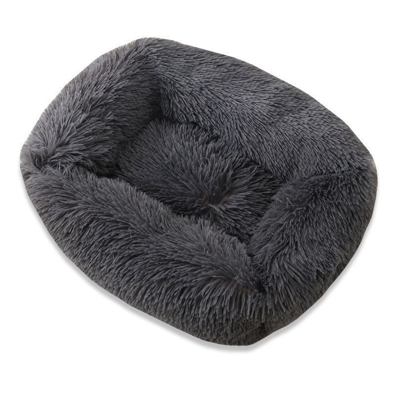Fur Cotton Heated Pet Bed Cute Fluffy Winter Dog Bed Brown With Pillow