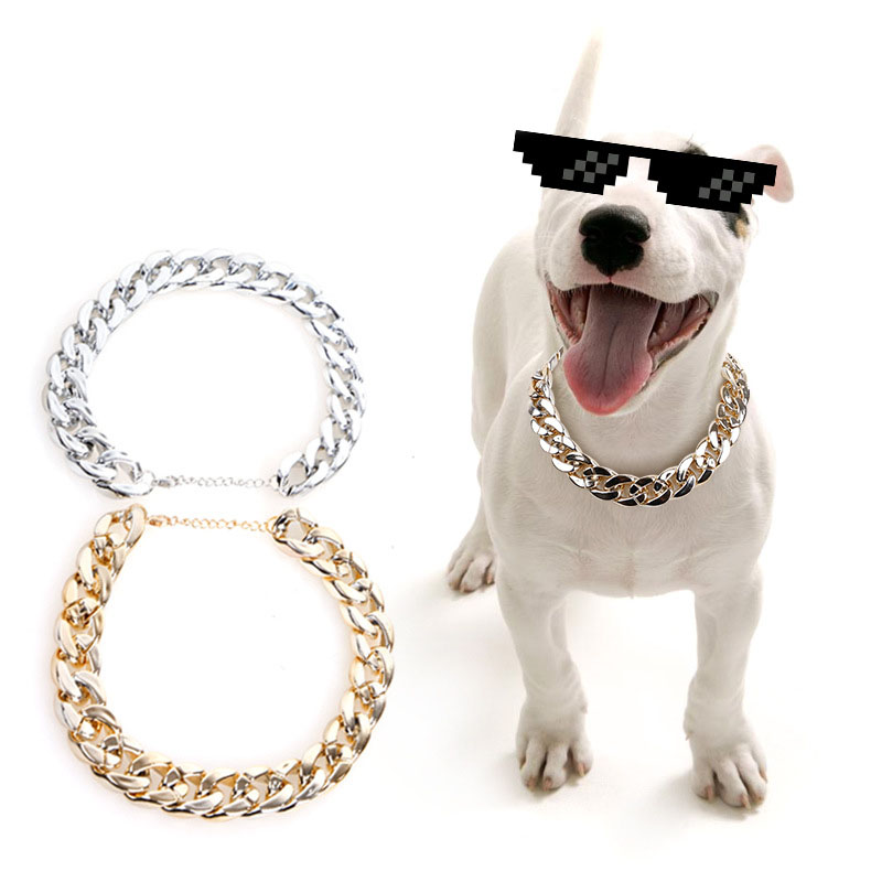 Gold Sliver Plastic Chain Big Dog Collar Custom Dog Collar Cuban Chain Necklace Products Pet Accessories