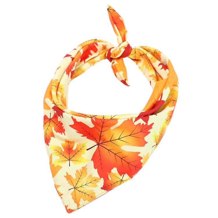 Good Sales Washable Fall Pumpkin Pet Scarf Triangle Autumn Pet Bandanas Maple Leaf Dog Bibs Thanksgiving