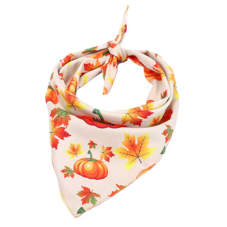 Good Sales Washable Fall Pumpkin Pet Scarf Triangle Autumn Pet Bandanas Maple Leaf Dog Bibs Thanksgiving