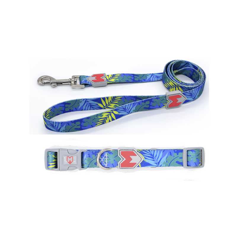 Heat Transfer Print Pet Dog Collar Dog Leash Set With Pattern