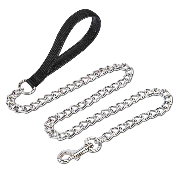 Heavy Duty Attractive Pet Metal P Chain Dog Leash Leads With Soft Padded Handle