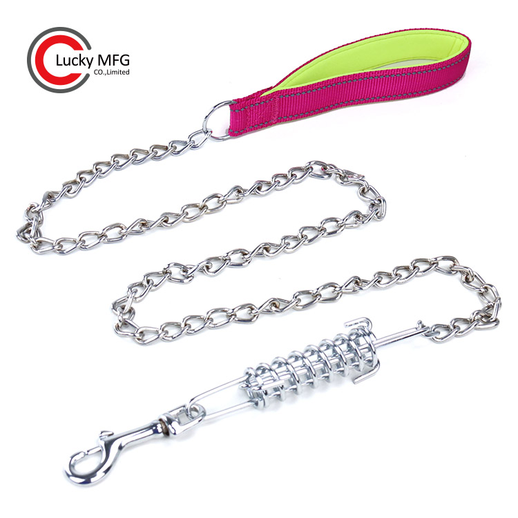 Heavy Duty Attractive Pet Metal P Chain Dog Leash Leads With Soft Padded Handle