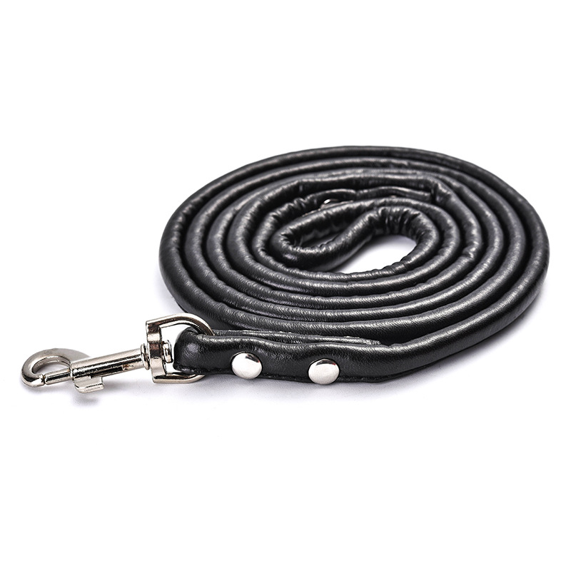 Highend Leather Pet Dog Leash Rope Collar Large Dog Pet Round Collar Leash Suit Pet Collars Leashes