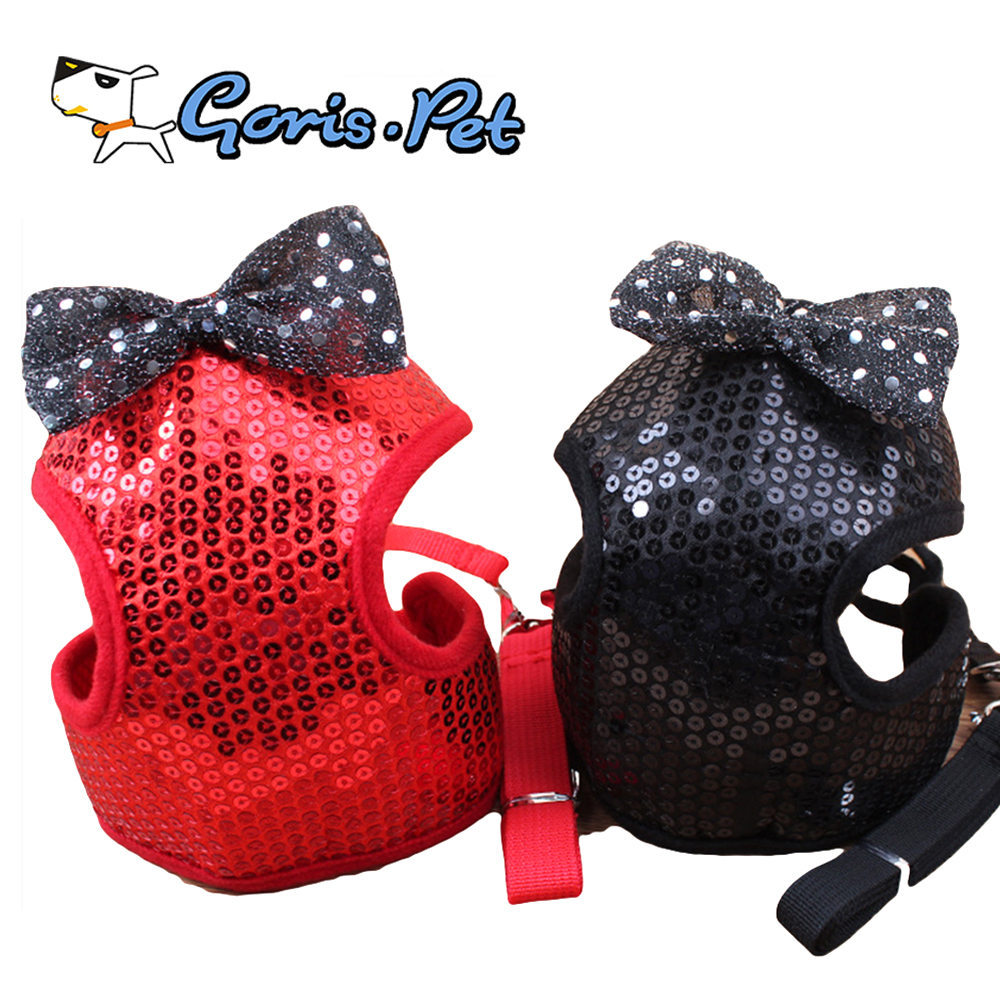 Hotsale Shine Bling Sequins Bow Ties Pet Harness Vest Dogs