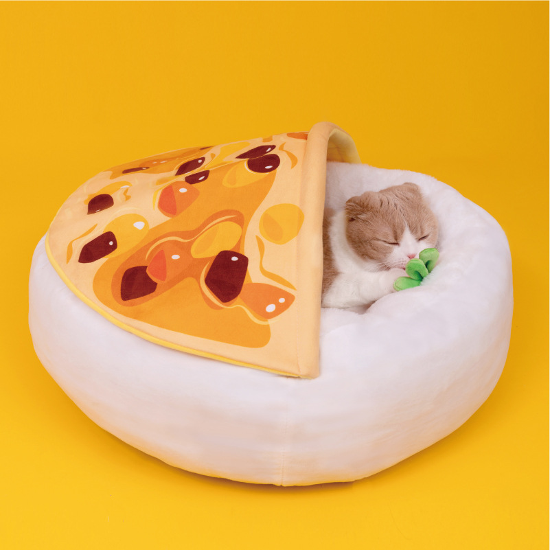 In Stock Cute Egg Smiling Face Shape Plush Pet Cat Dog Beds