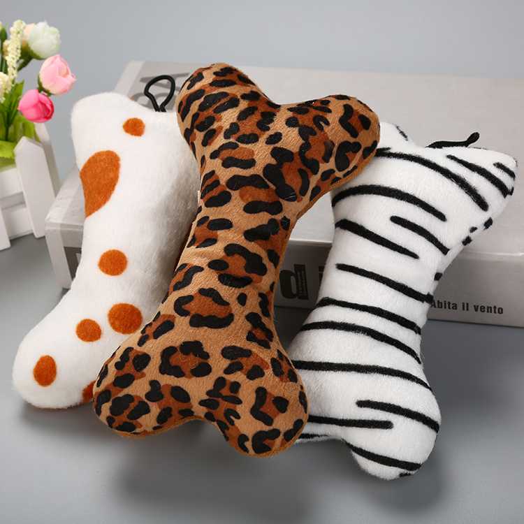 In Stock Soft Three Colors Random Plush Bone Dog Toys Pet Supplies