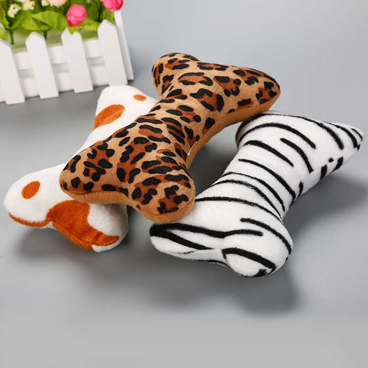 In Stock Soft Three Colors Random Plush Bone Dog Toys Pet Supplies