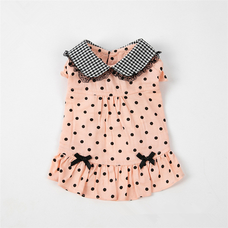 Ing Pure Cotton Spring Summer Cute Polka Dot Teddy Dog Dress