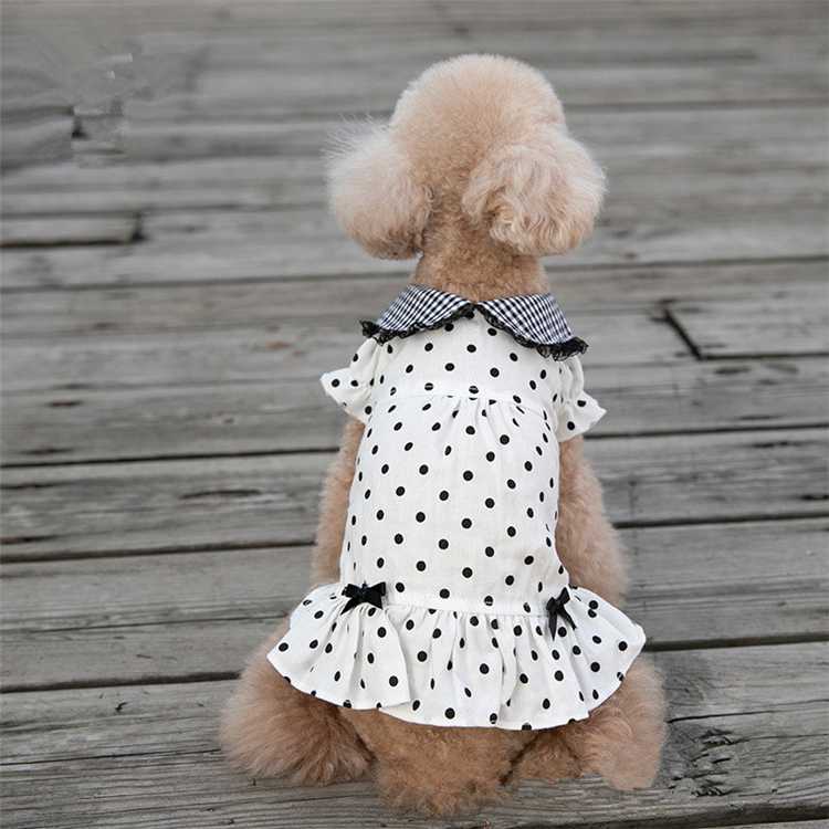 Ing Pure Cotton Spring Summer Cute Polka Dot Teddy Dog Dress