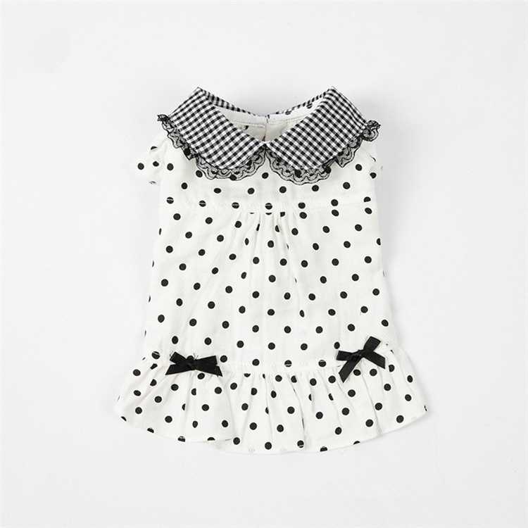 Ing Pure Cotton Spring Summer Cute Polka Dot Teddy Dog Dress