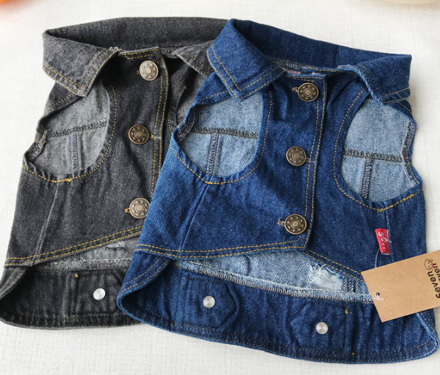 Jacket Cool Blue Denim Coat Small Medium Dogs Lapel Vests Hoodies Puppy Vintage Washed Clothes Pet Clothes Dog Jeans