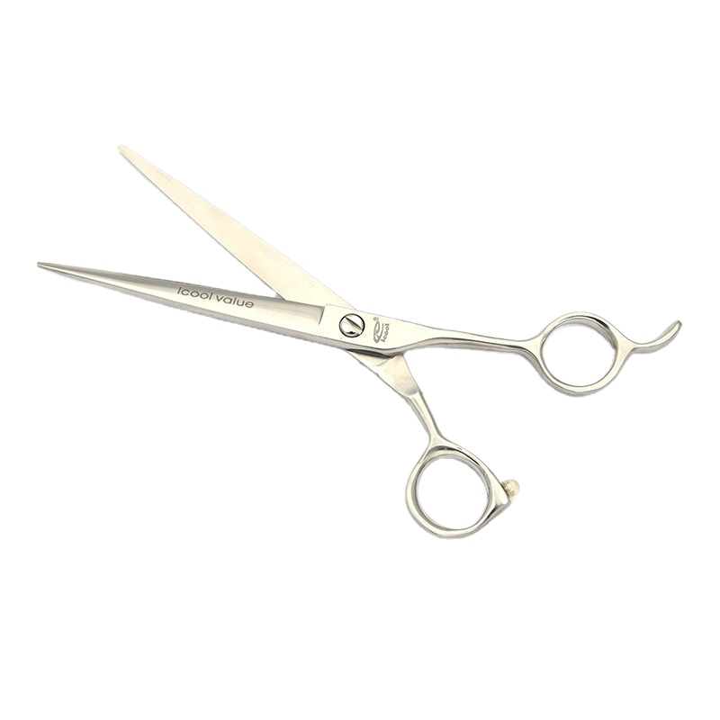 Japanese Steel Grooming Shears Pet Hair Scissors 70 Inch Matte Silver With Round Tip