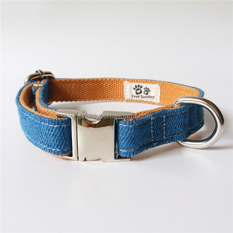 Jeans Bow Tie Dog Collar Neck Tie Collar Leash Personalized Engraved Dog Collar With All Metal Buckle