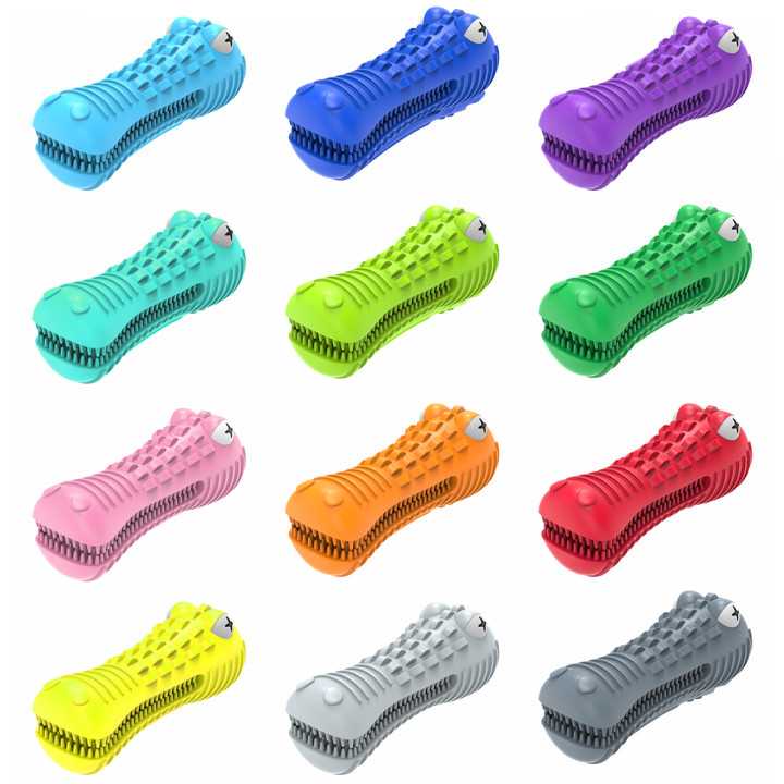 Kinyu Indestructible Rubber Squeaky Dental Care Pet Toys Toothbrush Aggressive Dog Chew Toys Tough Dog Toy