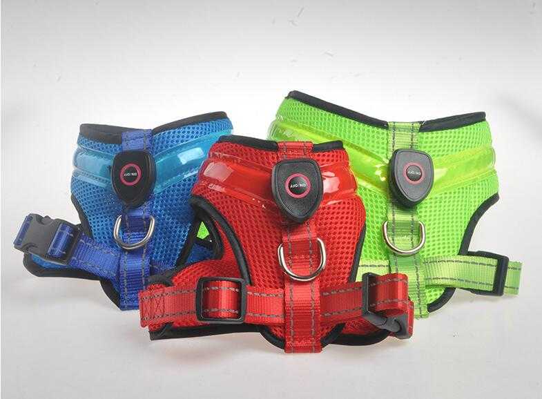 LED Dog Harness Lead Light Soft Adjustable Safety Dog Puppy Pet Harness Dog Harness Vest