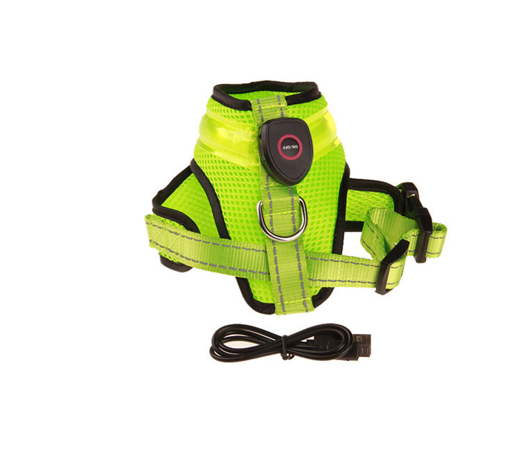 LED Dog Harness Lead Light Soft Adjustable Safety Dog Puppy Pet Harness Dog Harness Vest