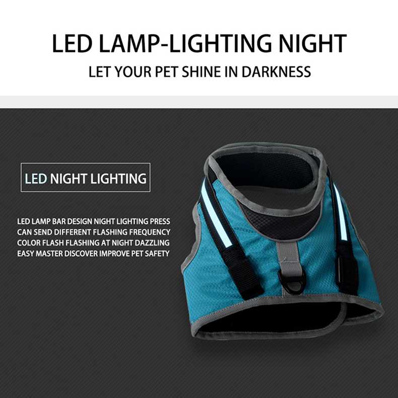 LED Luminous Dog Harness Light Up Dog Chest Strap Vest Pet Safety Reflective Harness Collar Pet Vest Husky Shepherd Labrador