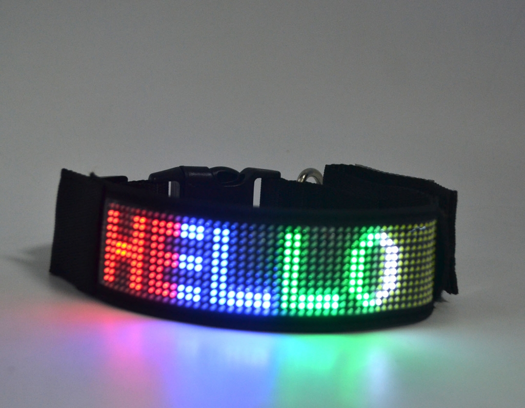 LED Pet Programmable Safety Dog Collar Rechargeable App Controlled Scrolling Message Pet Collar