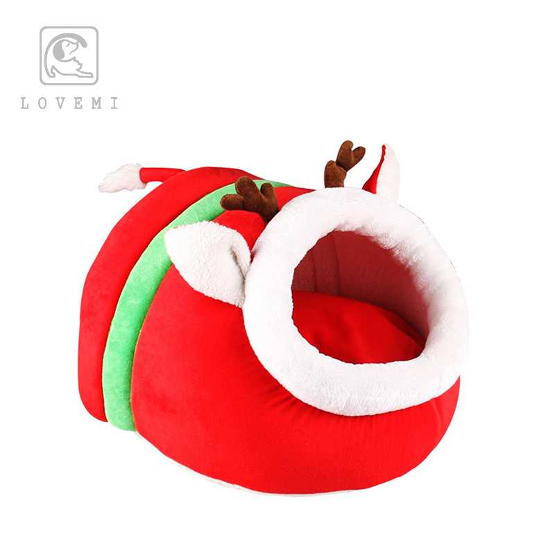 LOVEMI Cartoon Festival Christmas Deer Hideout Cave Dog Cat Pet Bed