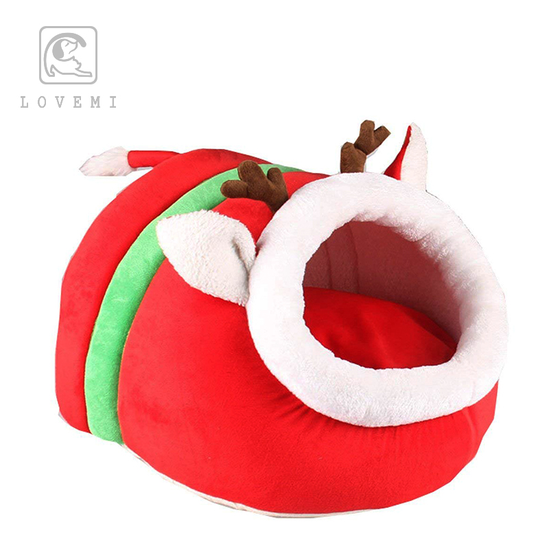 LOVEMI Cartoon Festival Christmas Deer Hideout Cave Dog Cat Pet Bed