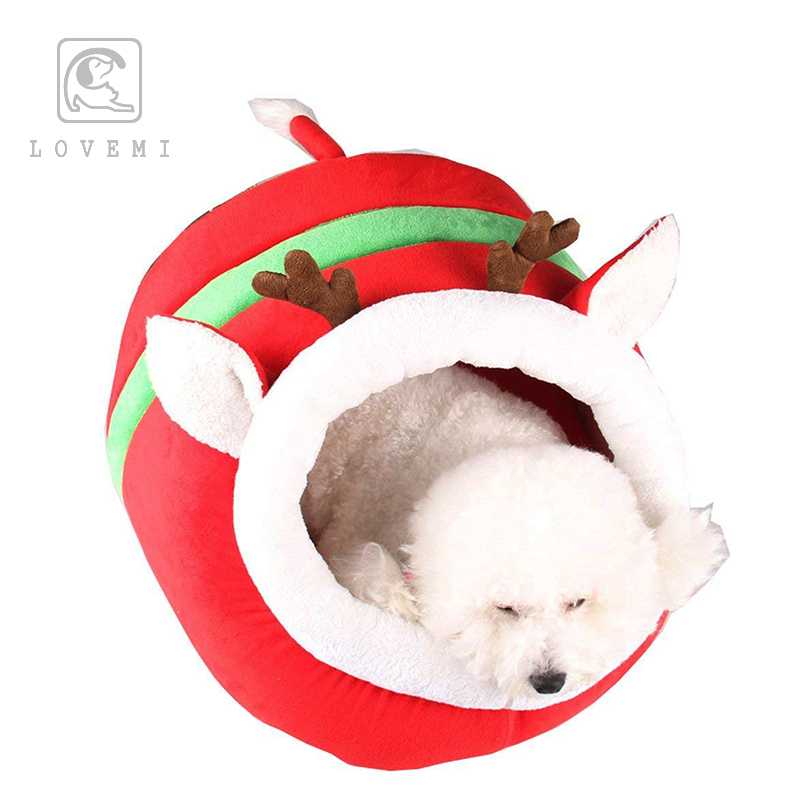 LOVEMI Cartoon Festival Christmas Deer Hideout Cave Dog Cat Pet Bed