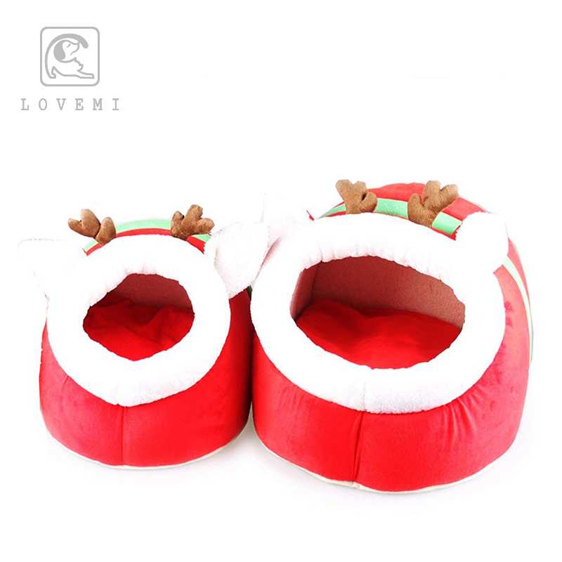 LOVEMI Cartoon Festival Christmas Deer Hideout Cave Dog Cat Pet Bed