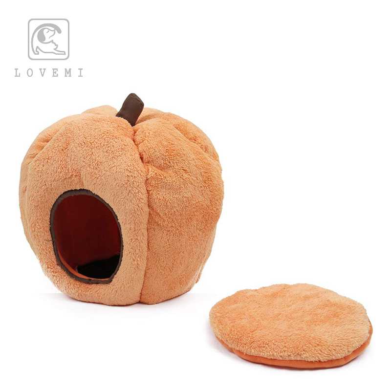 LOVEMI Halloween Plush Novel Cozy Cartoon Pumpkin Hideout Cave Pet Bed