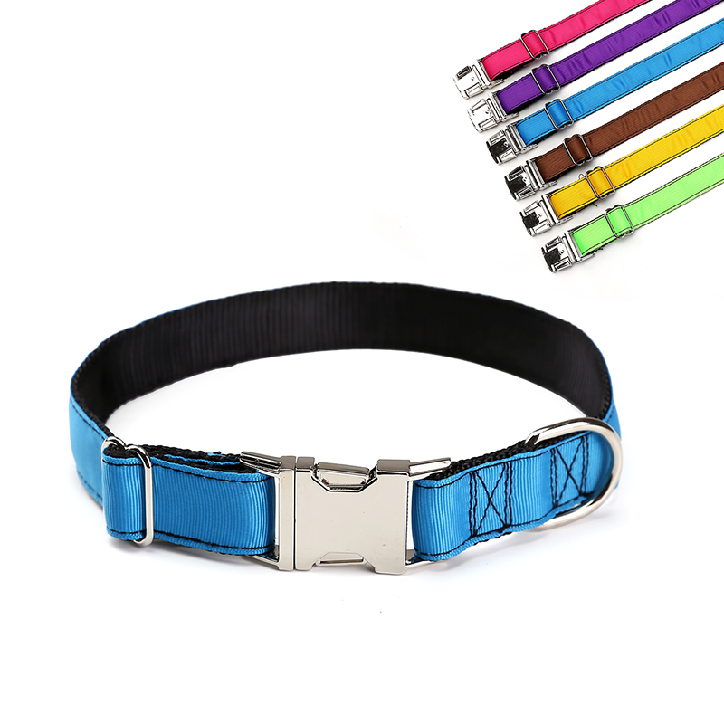 Leash Set In Custom Logo Metal Buckle Hardware Side Release Buckles Nylon Pet Collars Training Dog Collar
