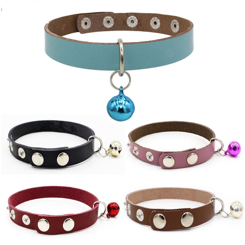 Lettering Can Be Pure Cowhide Metal Buckle Pet Supplies Pet Accessories Cat Bell Hanging Small Dog Chain Collar